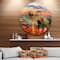 Designart - Colorful Fishing Ships' Seascape Circle Metal Wall Art